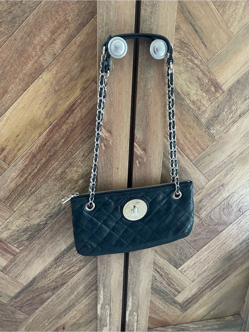 DKNY Black Quilted Crossbody with Gold-Tone Chain